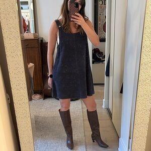 Free People Navy Suede Sleeveless Shift Mini Dress